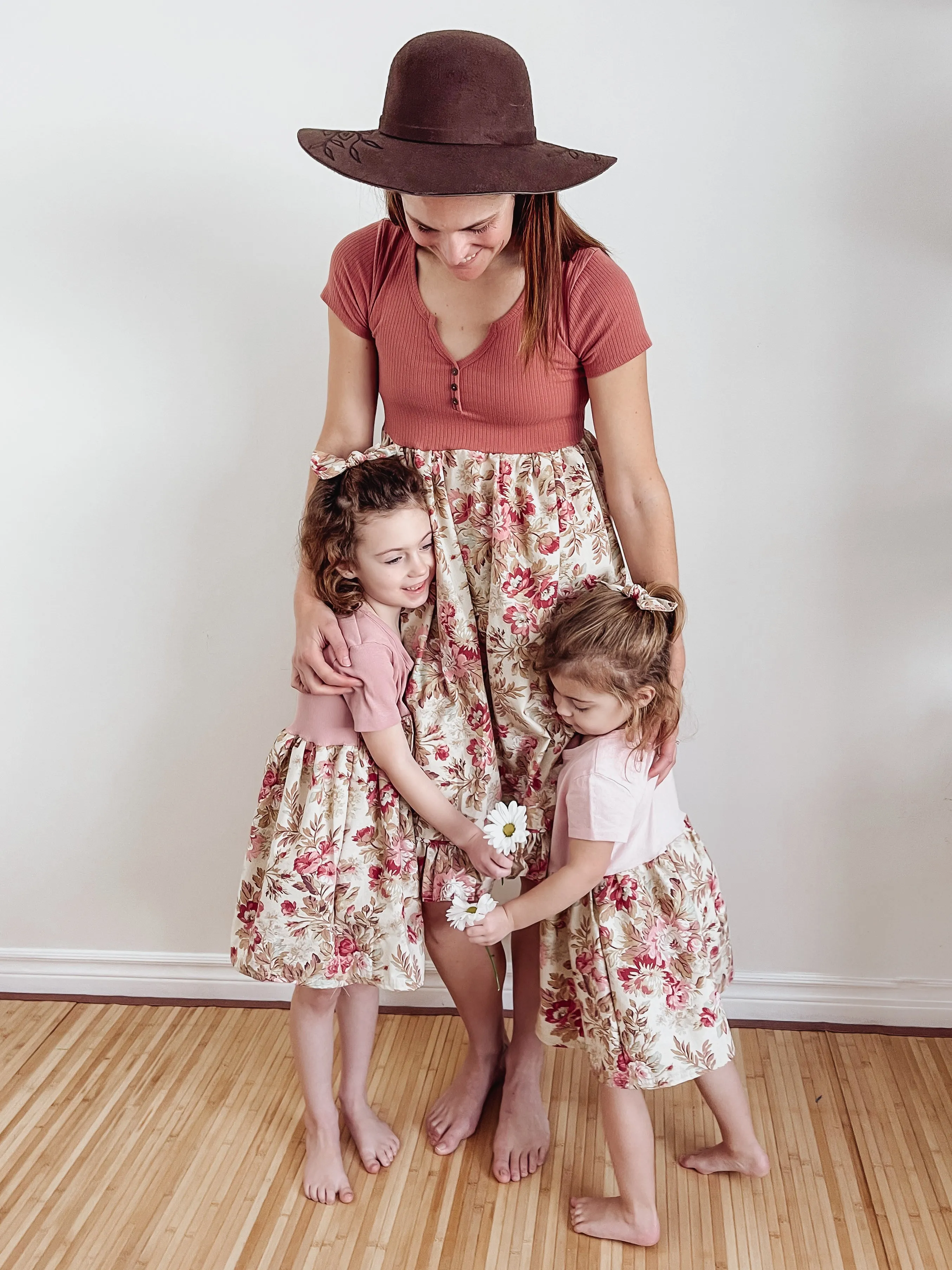 Upcycled Dress 18m-4T Rose  Floral (B)