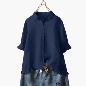 V-Neck Long Sleeve Blouse - Elegant Women's Office Wear
