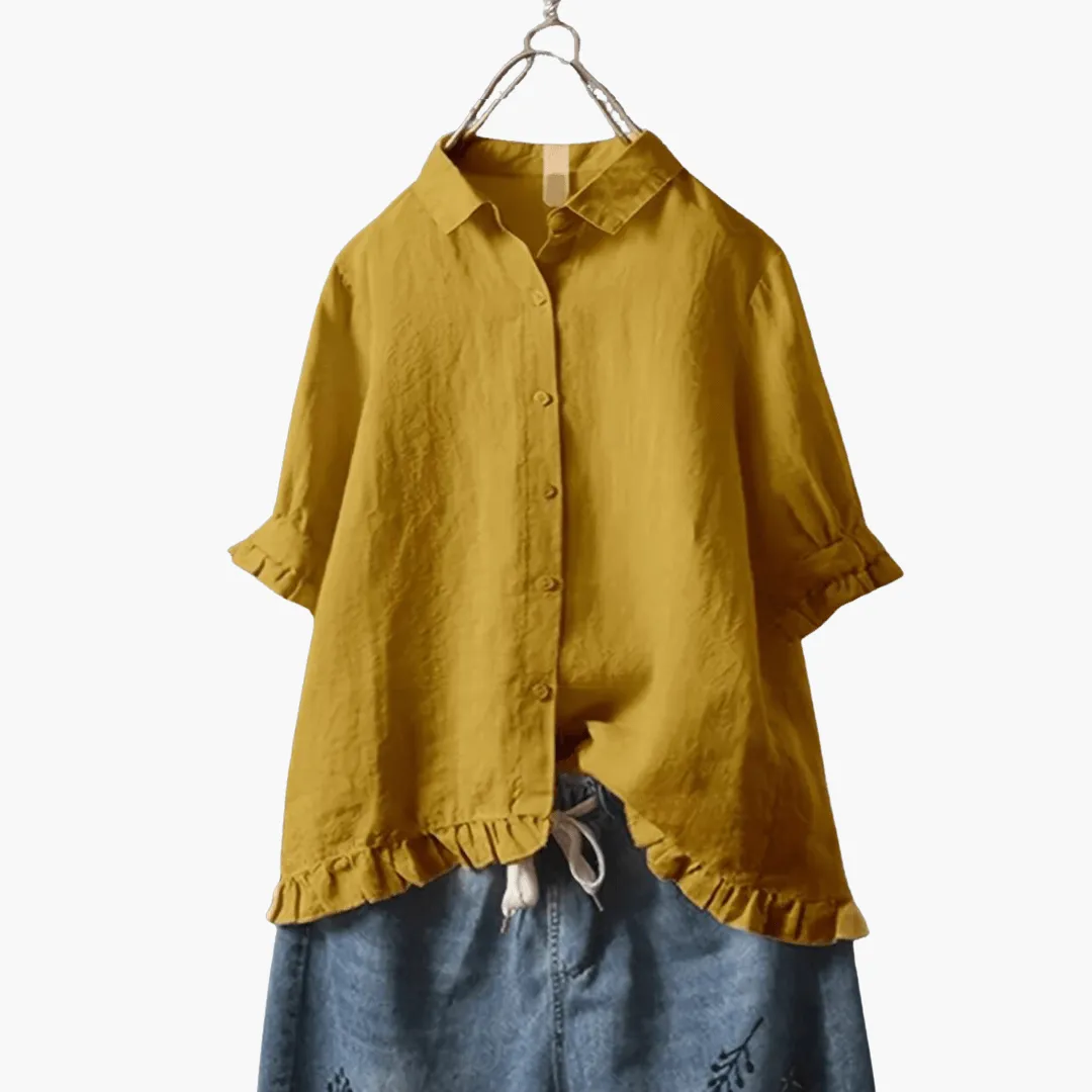 V-Neck Long Sleeve Blouse - Elegant Women's Office Wear