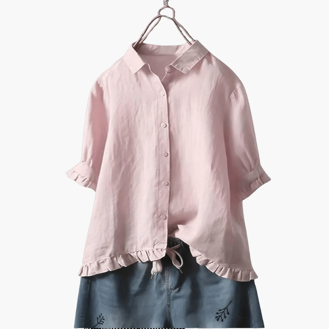 V-Neck Long Sleeve Blouse - Elegant Women's Office Wear