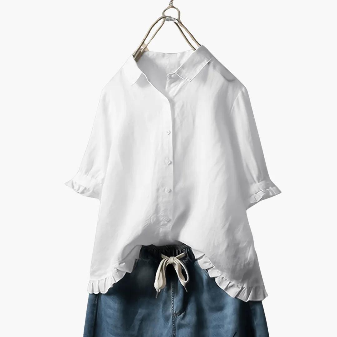 V-Neck Long Sleeve Blouse - Elegant Women's Office Wear