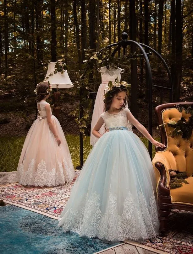Verona Blush Flower Girl Tulle Dress