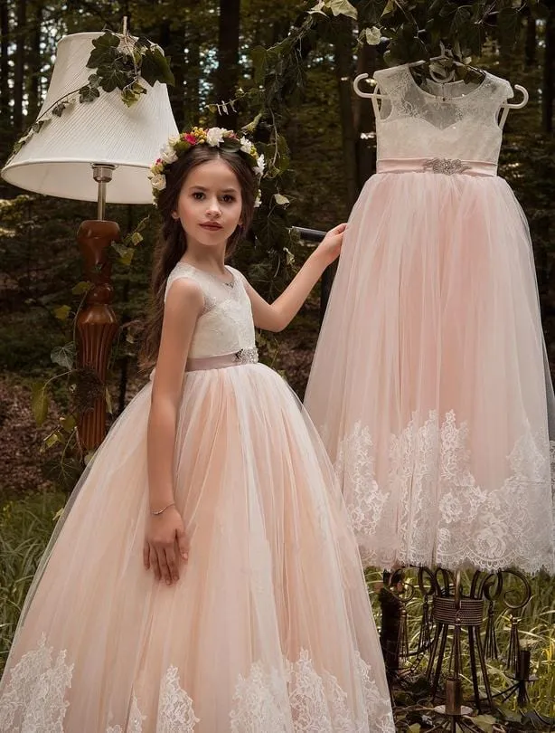 Verona Blush Flower Girl Tulle Dress