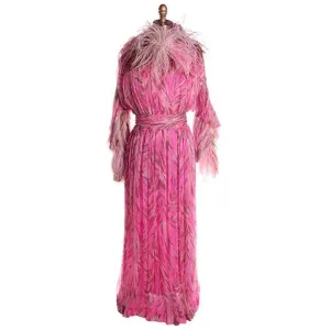 Vintage French Evening Gown Designer Marie-Martine Silk/ Feathers Paris 1950s 36 Bust