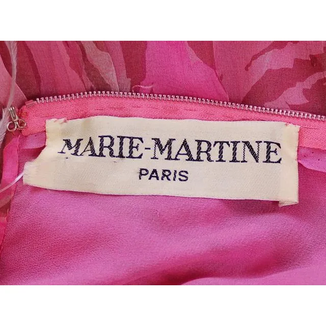 Vintage French Evening Gown Designer Marie-Martine Silk/ Feathers Paris 1950s 36 Bust