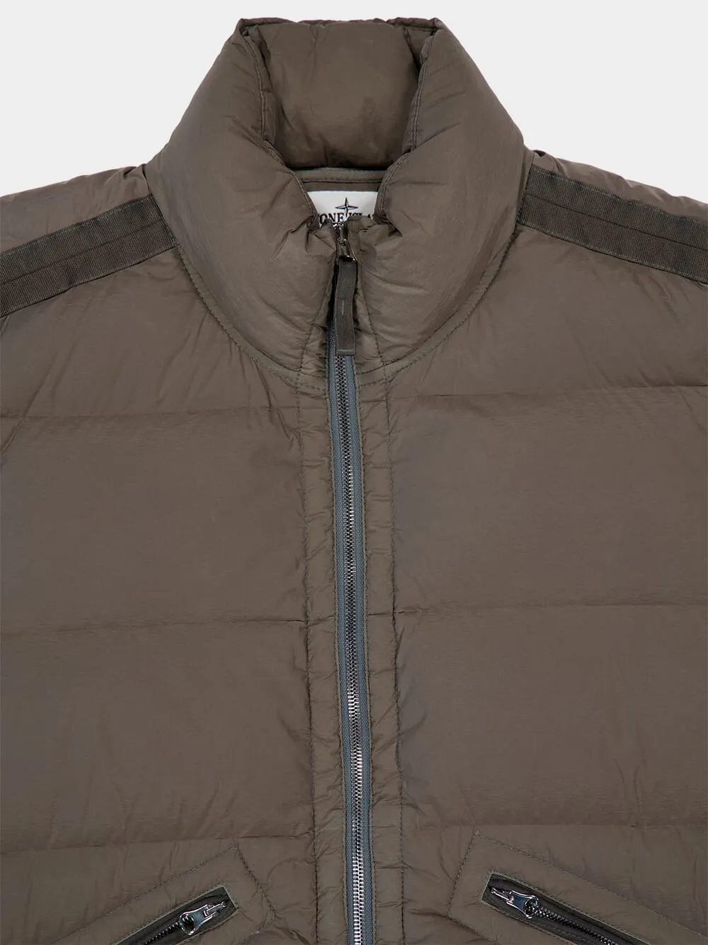 Walnut Brown Down Blouson with Anti-Drop