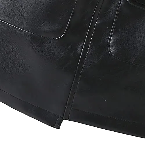WASAIGOOD Toddler Girls Irregular PU Leather Skirt