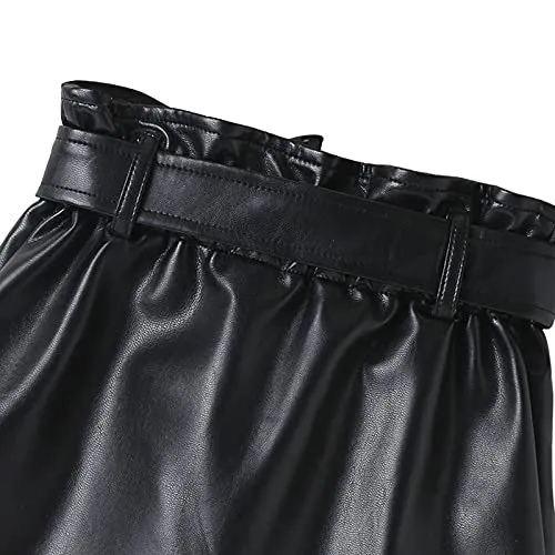 WASAIGOOD Toddler Girls Irregular PU Leather Skirt