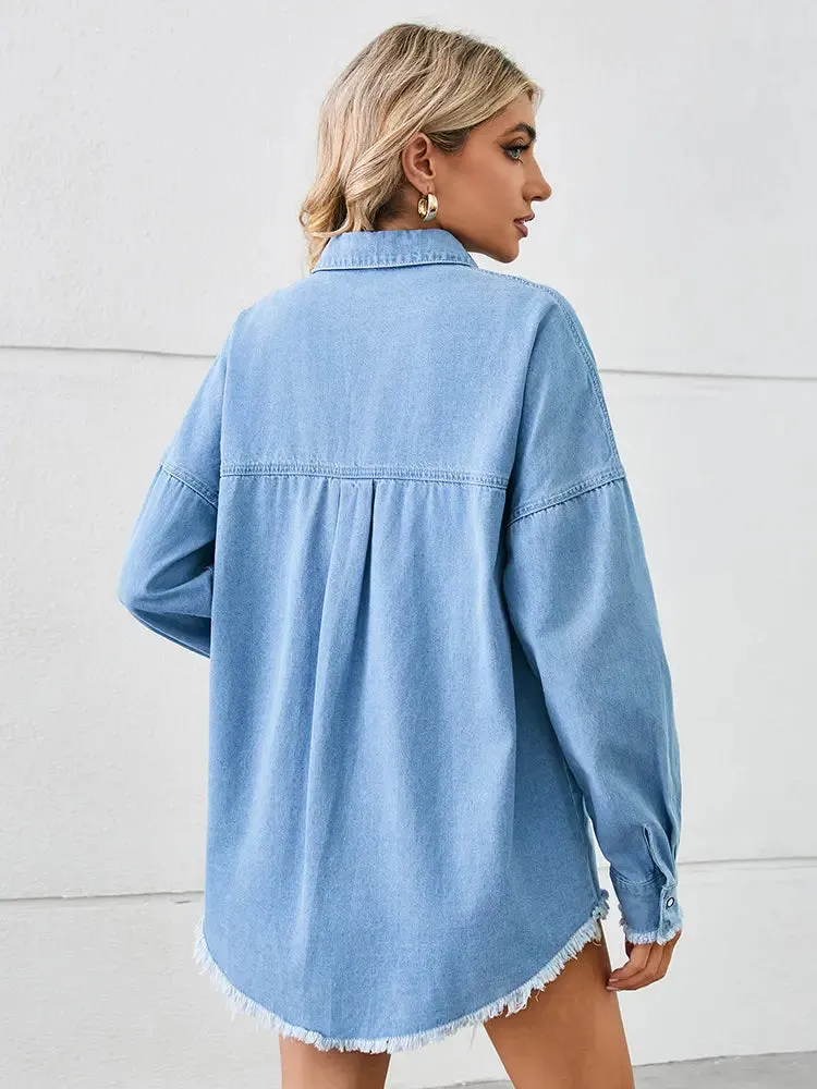 Washed Distressed Denim Shirt