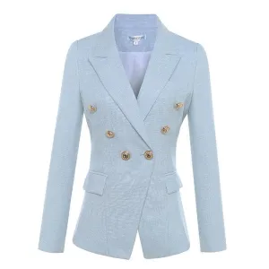 Women Blazer, Designer Blazer, Double Breast, Light Blue