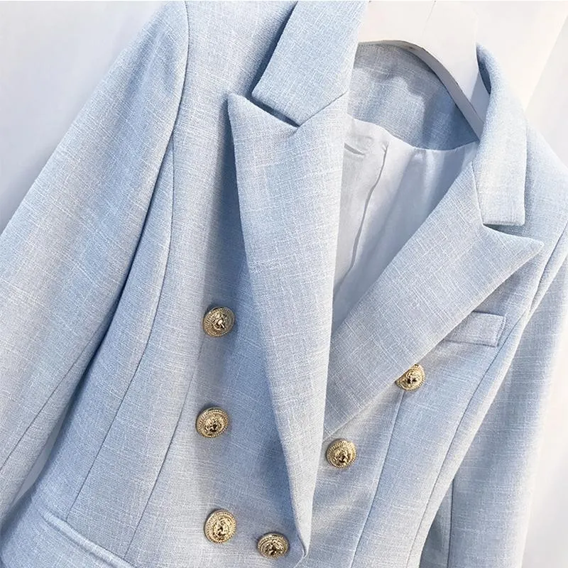 Women Blazer, Designer Blazer, Double Breast, Light Blue