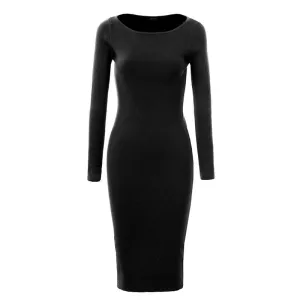 Women Dress Autumn Winter Midi Dresses Women Clothing Bodycon Sweater Dresses WMY-2617