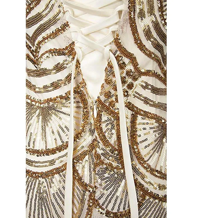 Women's 20s Style Shining Long Flapper Dress Gatsby Attire Gold