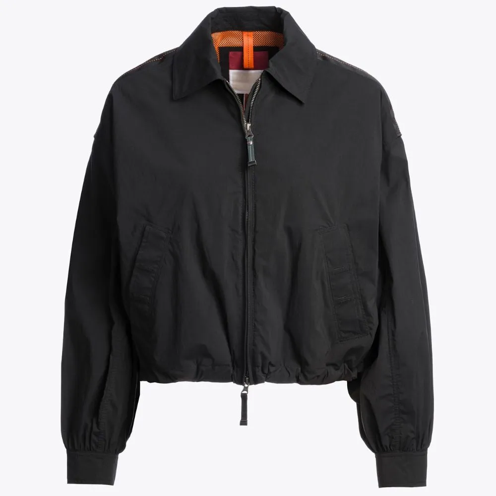 Women's Black Cropped Utility Jacket with Classic Collar