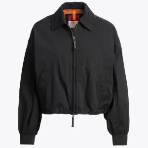 Women's Black Cropped Utility Jacket with Classic Collar