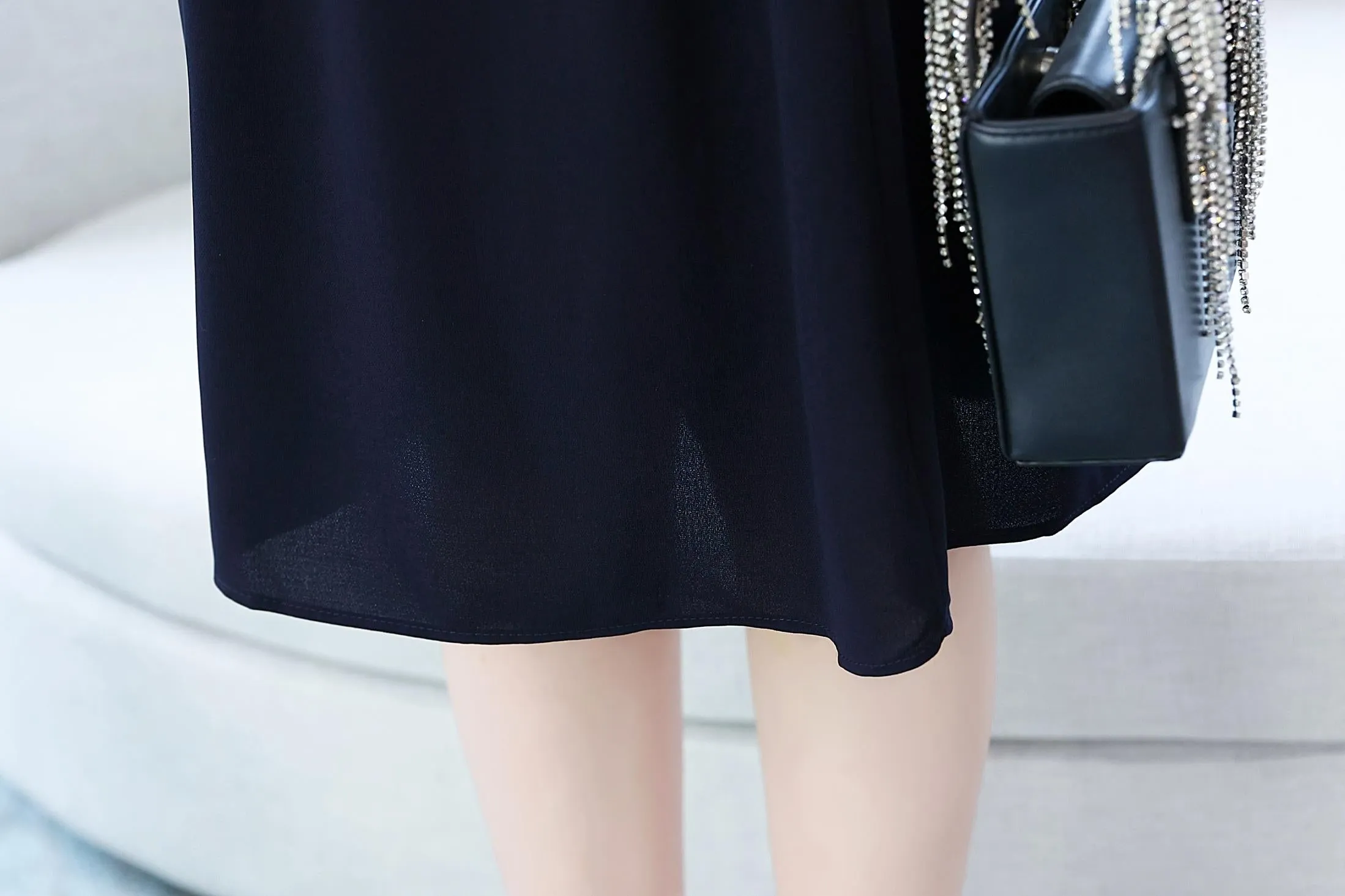 Women's Chic Solid Jersey Dress to Hide Belly and Enhance Waist