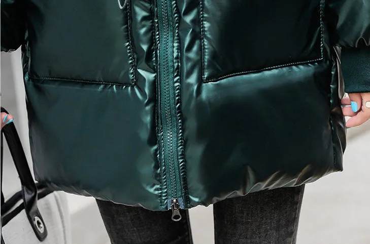 Women's Easy-to-Clean Windproof Puffer Coat with Drawstring Waist