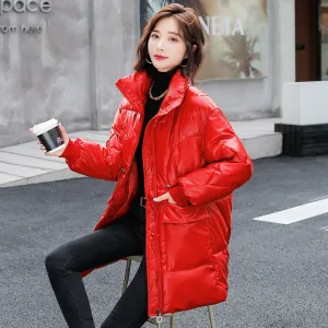 Women's Easy-to-Clean Windproof Puffer Coat with Drawstring Waist