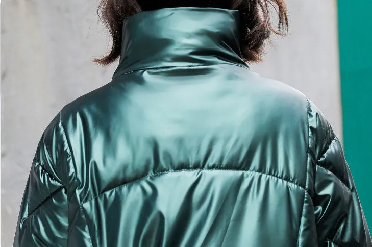 Women's Easy-to-Clean Windproof Puffer Coat with Drawstring Waist