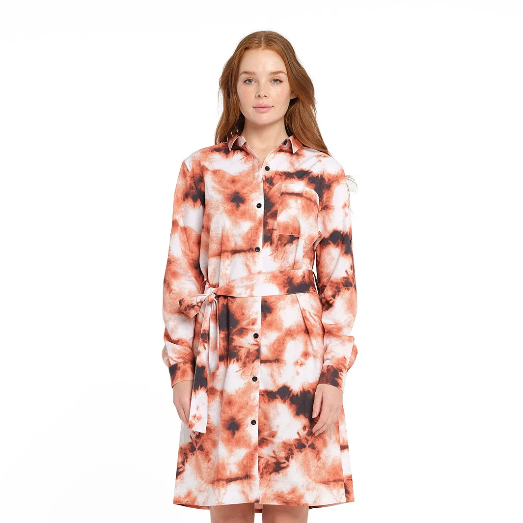 Womens Golden Tie Dye Printed Dress