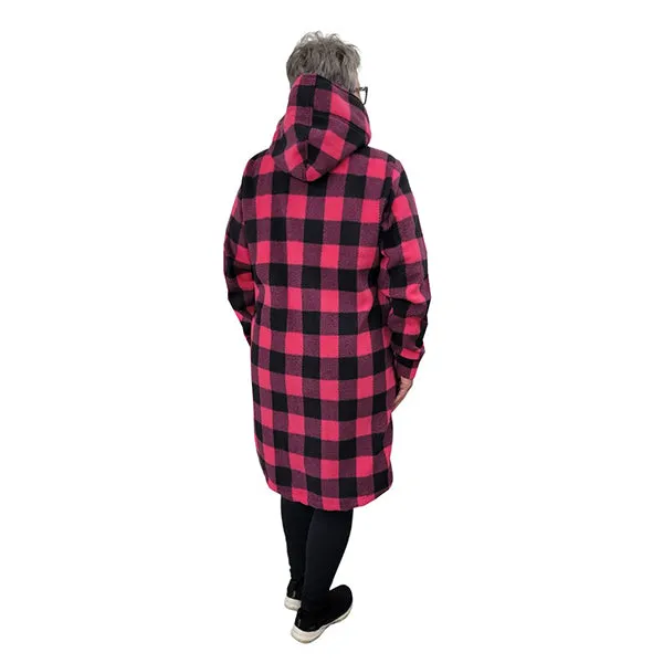 WOMEN'S HOODED ZIP TUNIC BUFFALO CHECK FUCHSIA