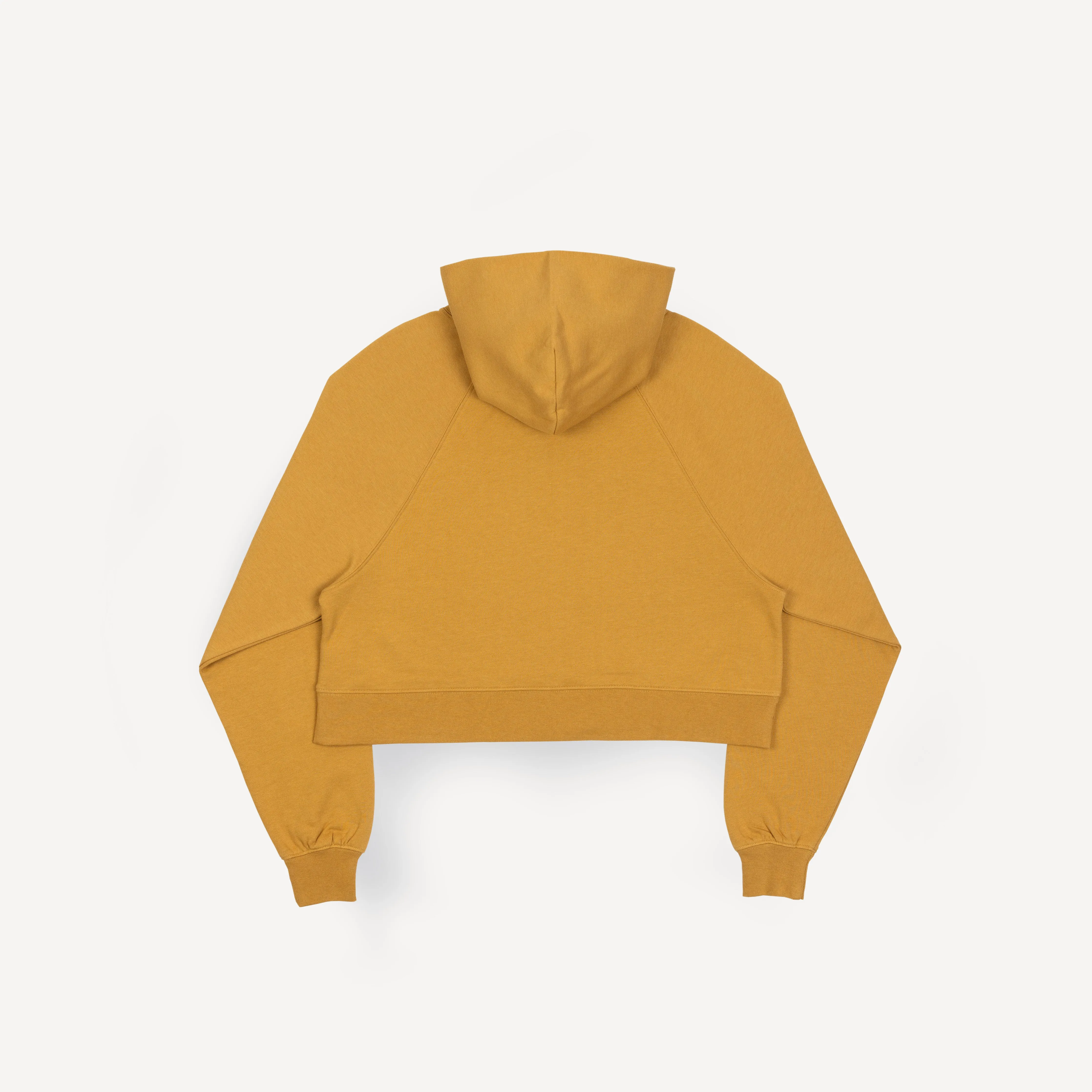 Womens Oversized Raglan Fleece Cropped Hoodie - Honey Mustard