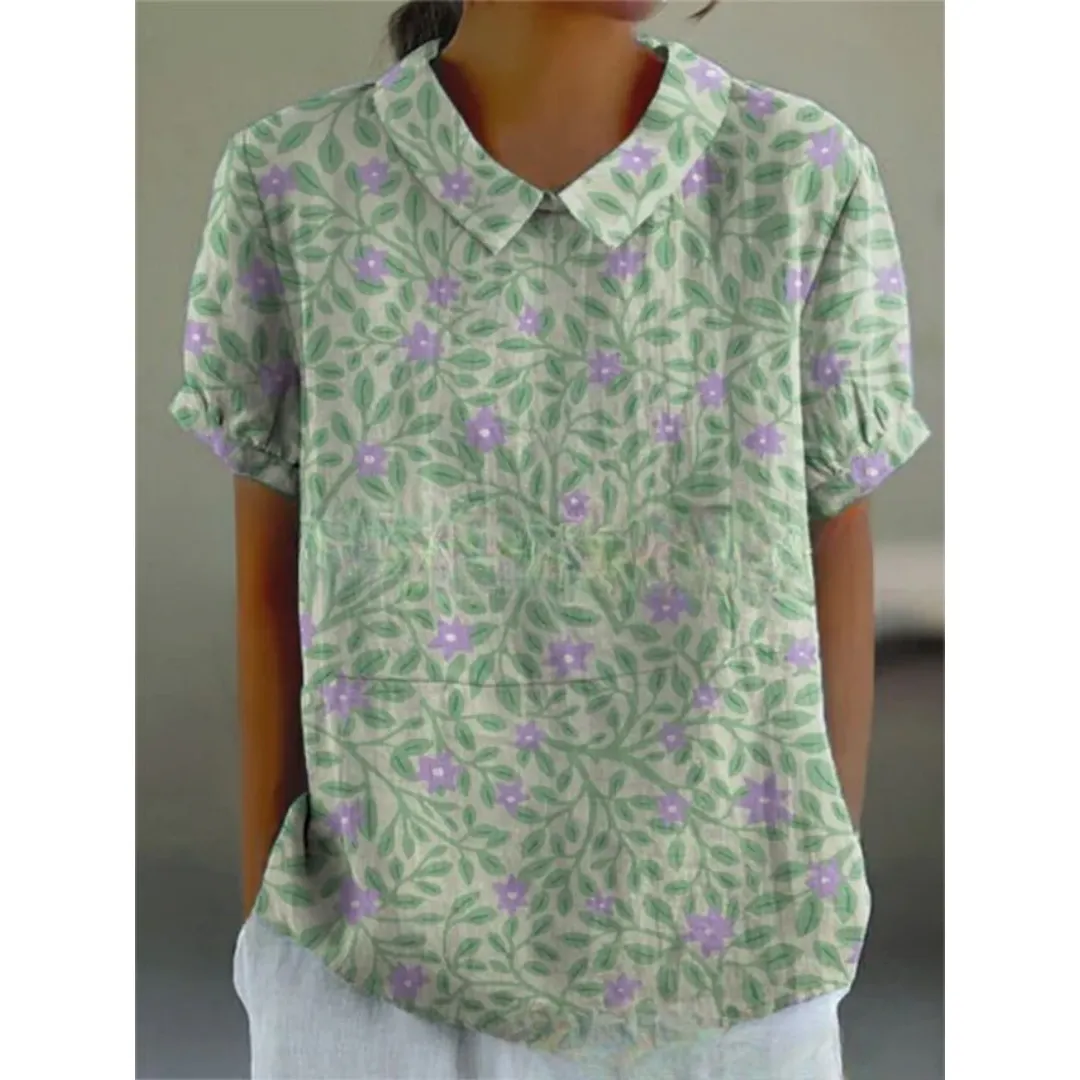 Women's Summer Floral Blouse | Short Sleeve