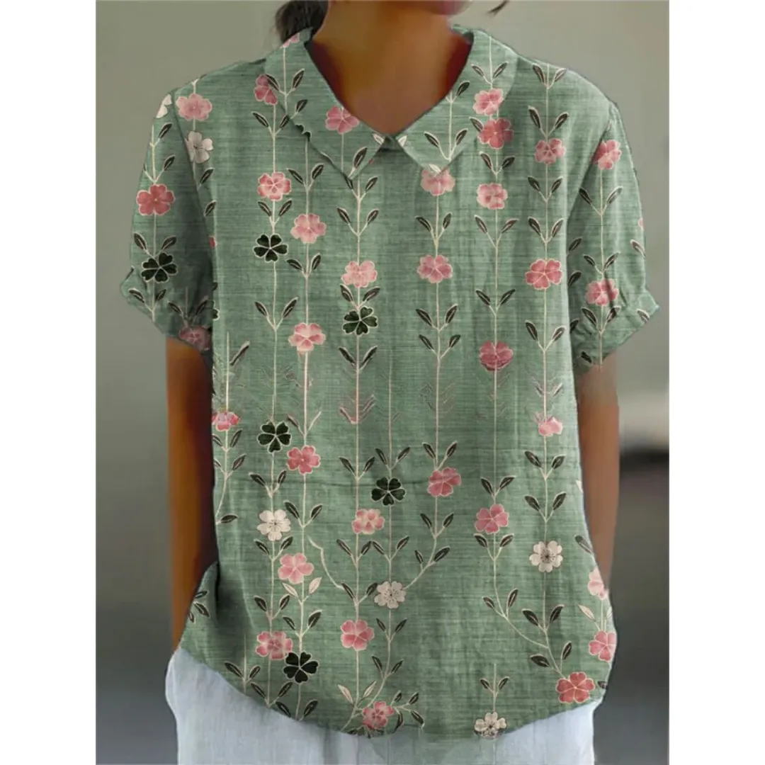Women's Summer Floral Blouse | Short Sleeve