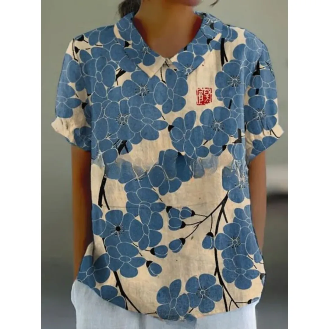 Women's Summer Floral Blouse | Short Sleeve