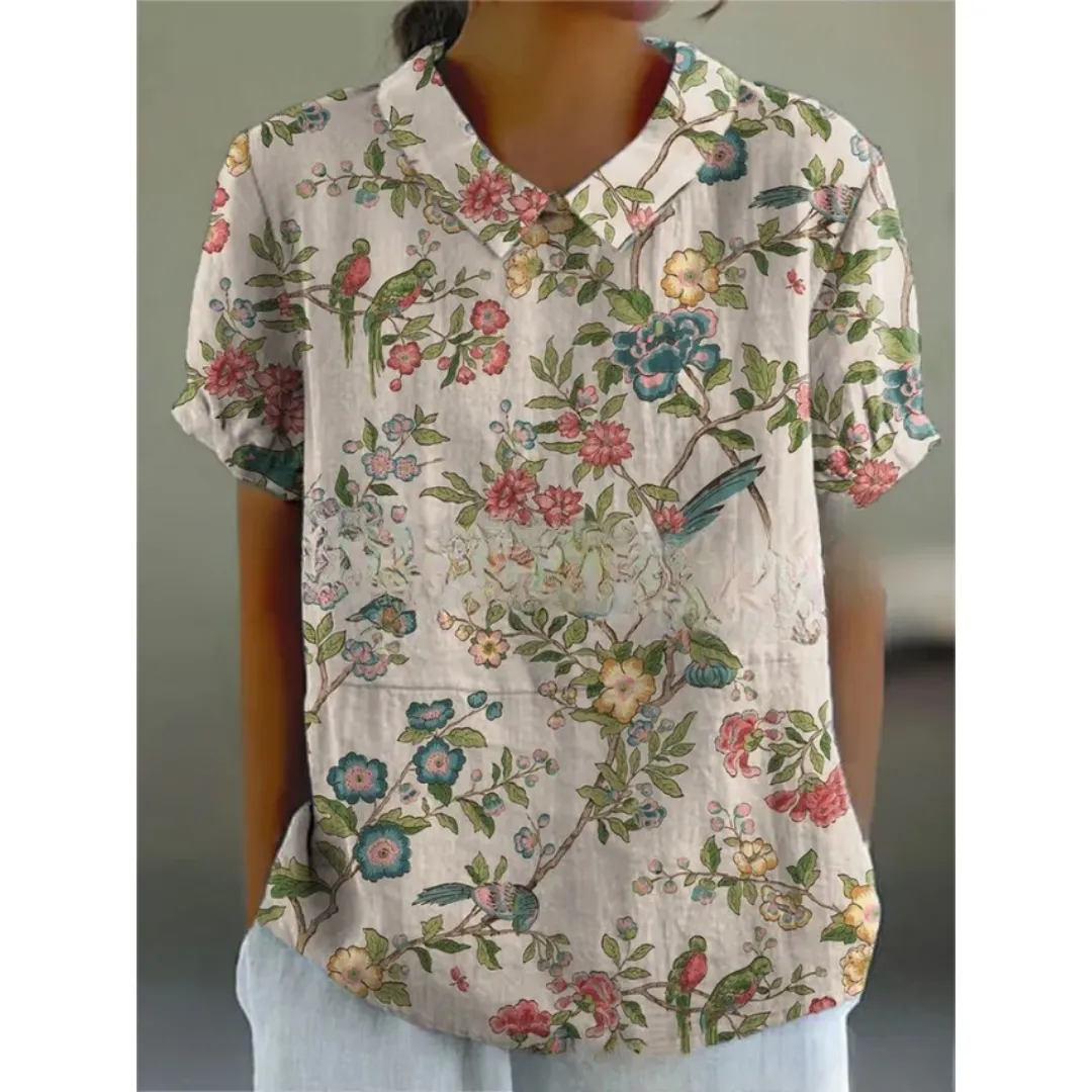 Women's Summer Floral Blouse | Short Sleeve