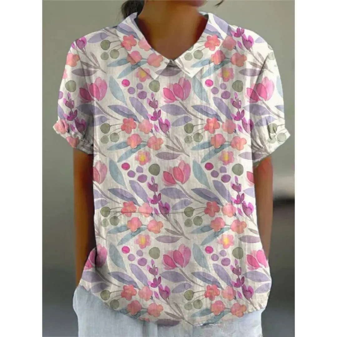 Women's Summer Floral Blouse | Short Sleeve