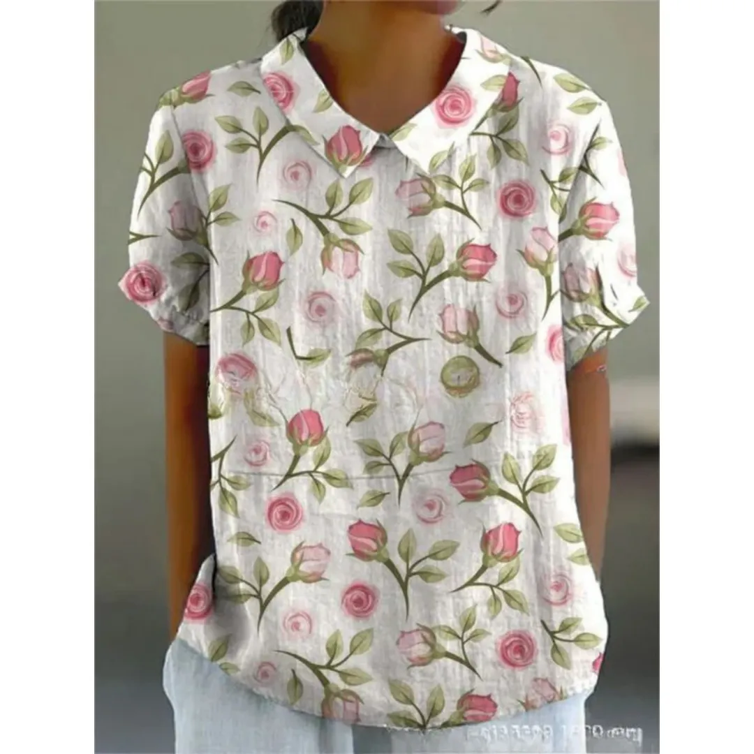 Women's Summer Floral Blouse | Short Sleeve