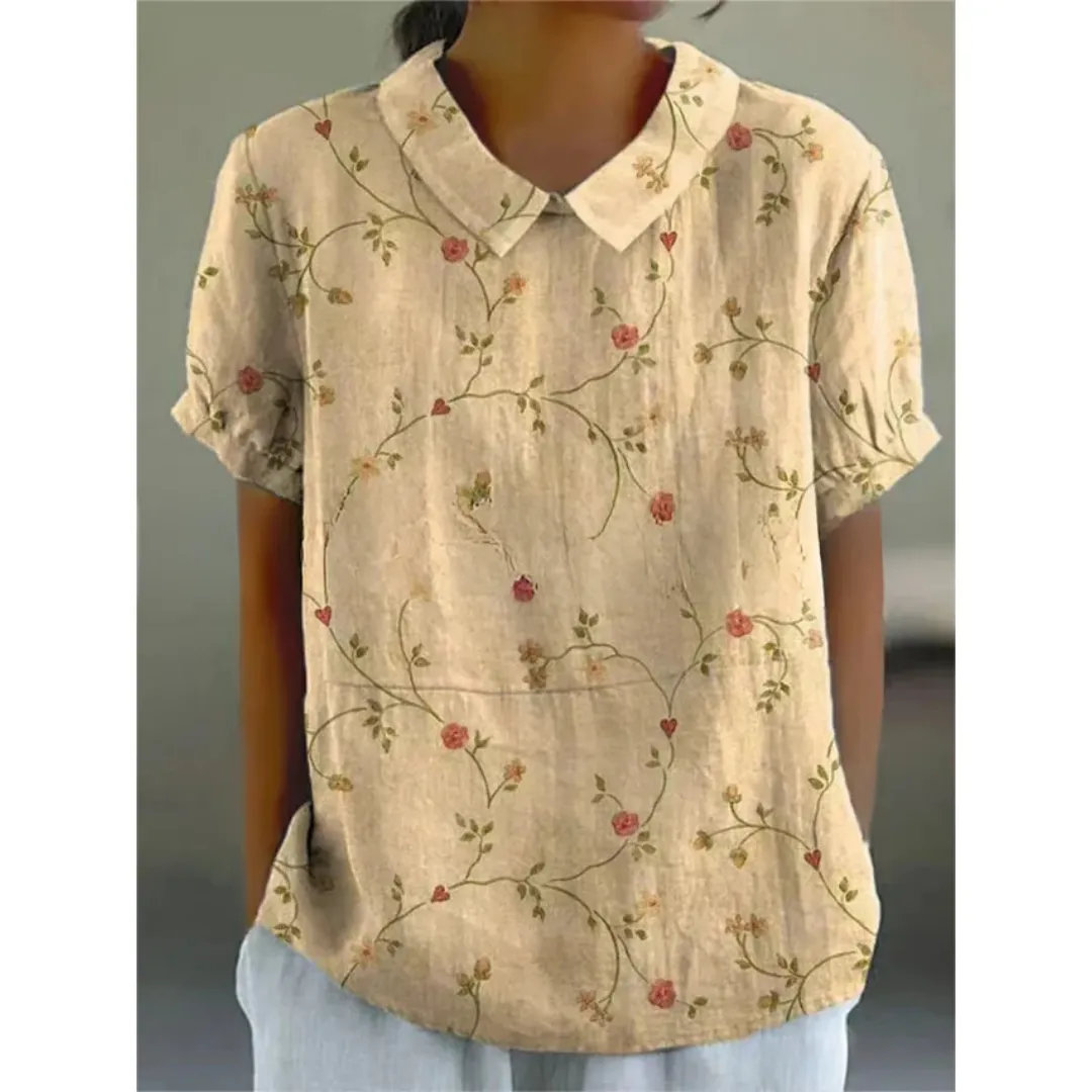 Women's Summer Floral Blouse | Short Sleeve