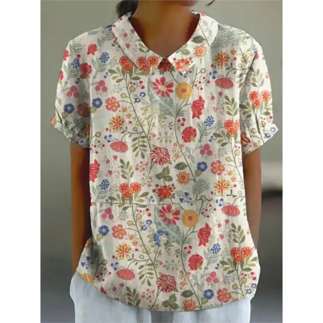 Women's Summer Floral Blouse | Short Sleeve