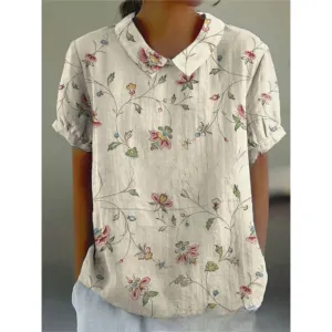 Women's Summer Floral Blouse | Short Sleeve