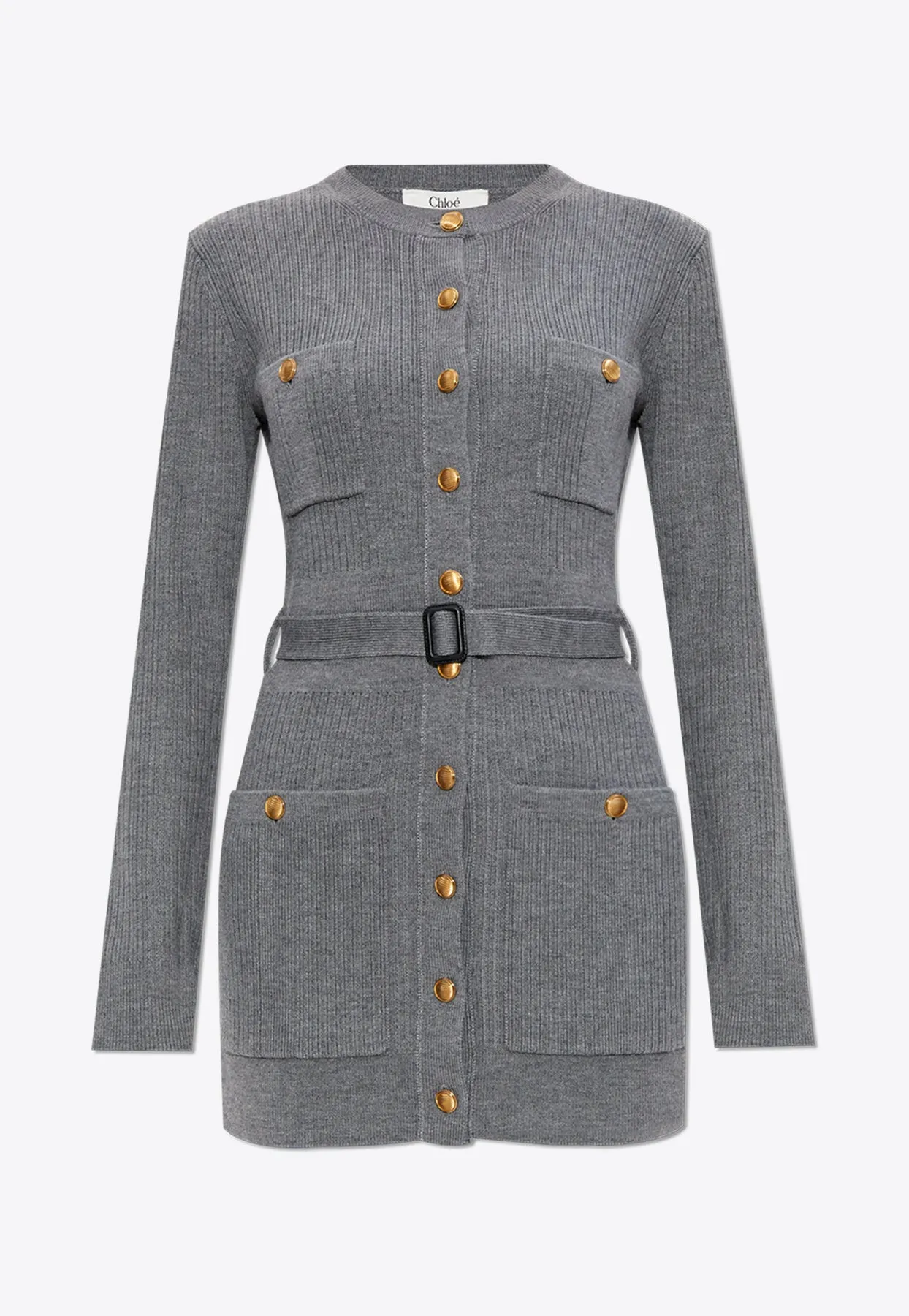 Wool Knit Fitted Mini Dress