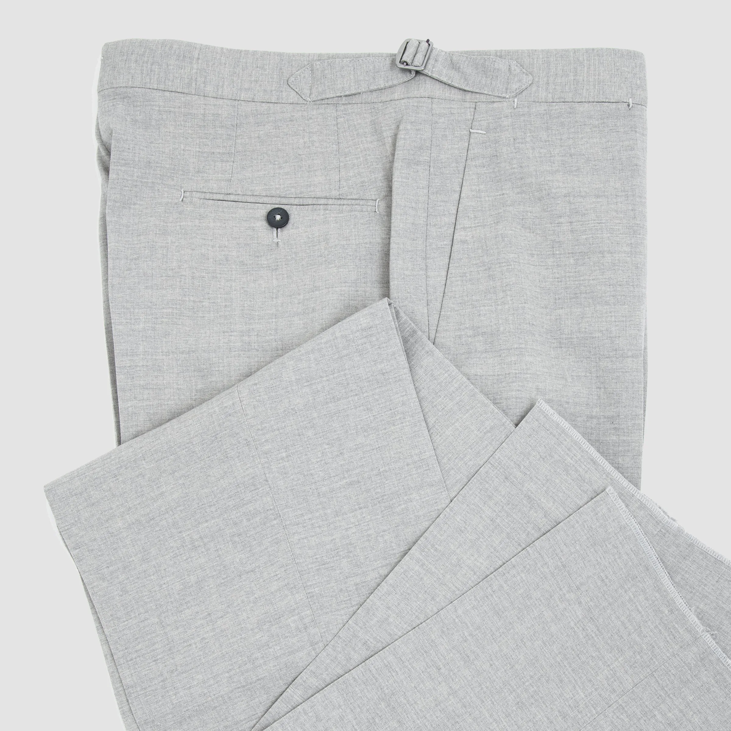 Wool Trousers with Side Tabs Light Gray