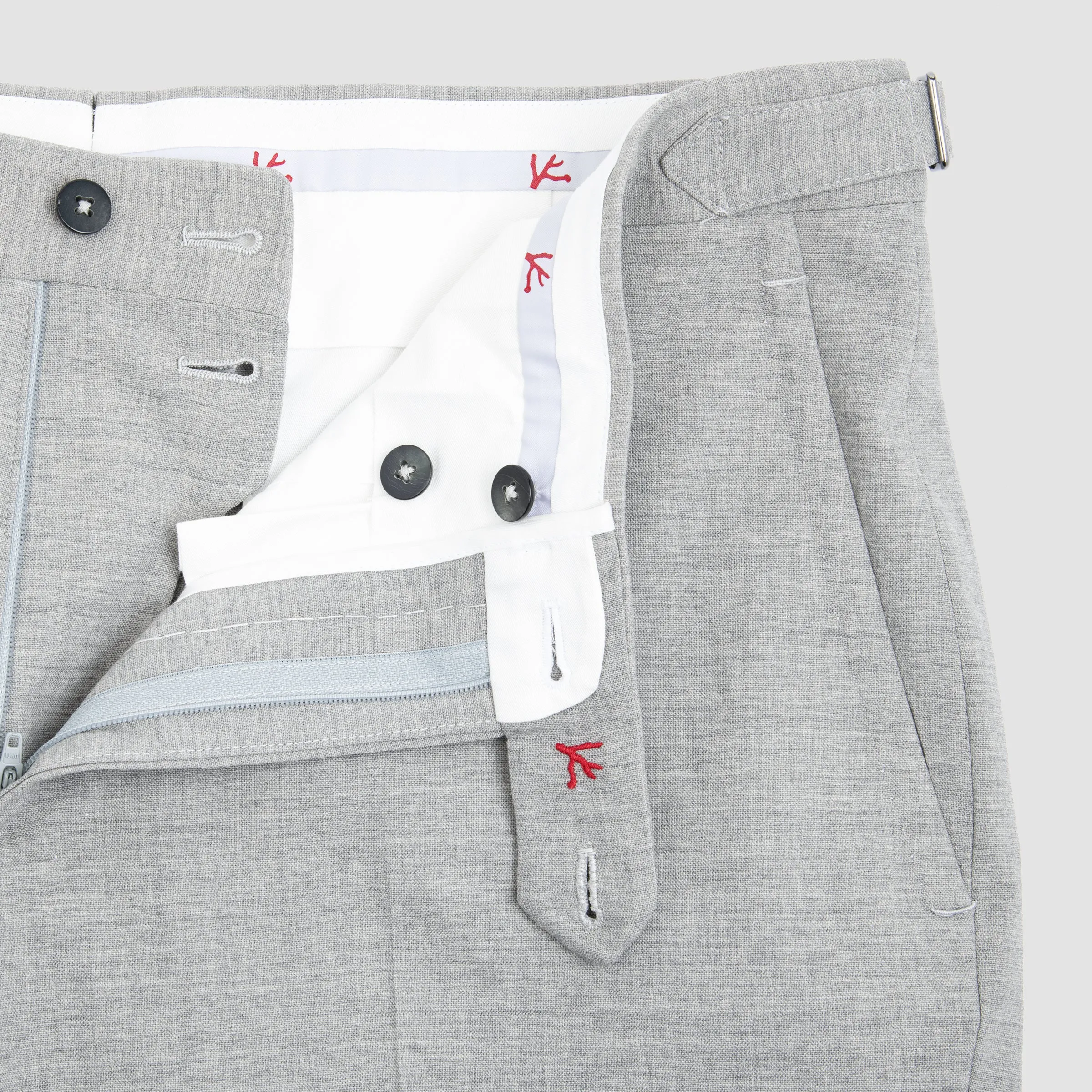 Wool Trousers with Side Tabs Light Gray