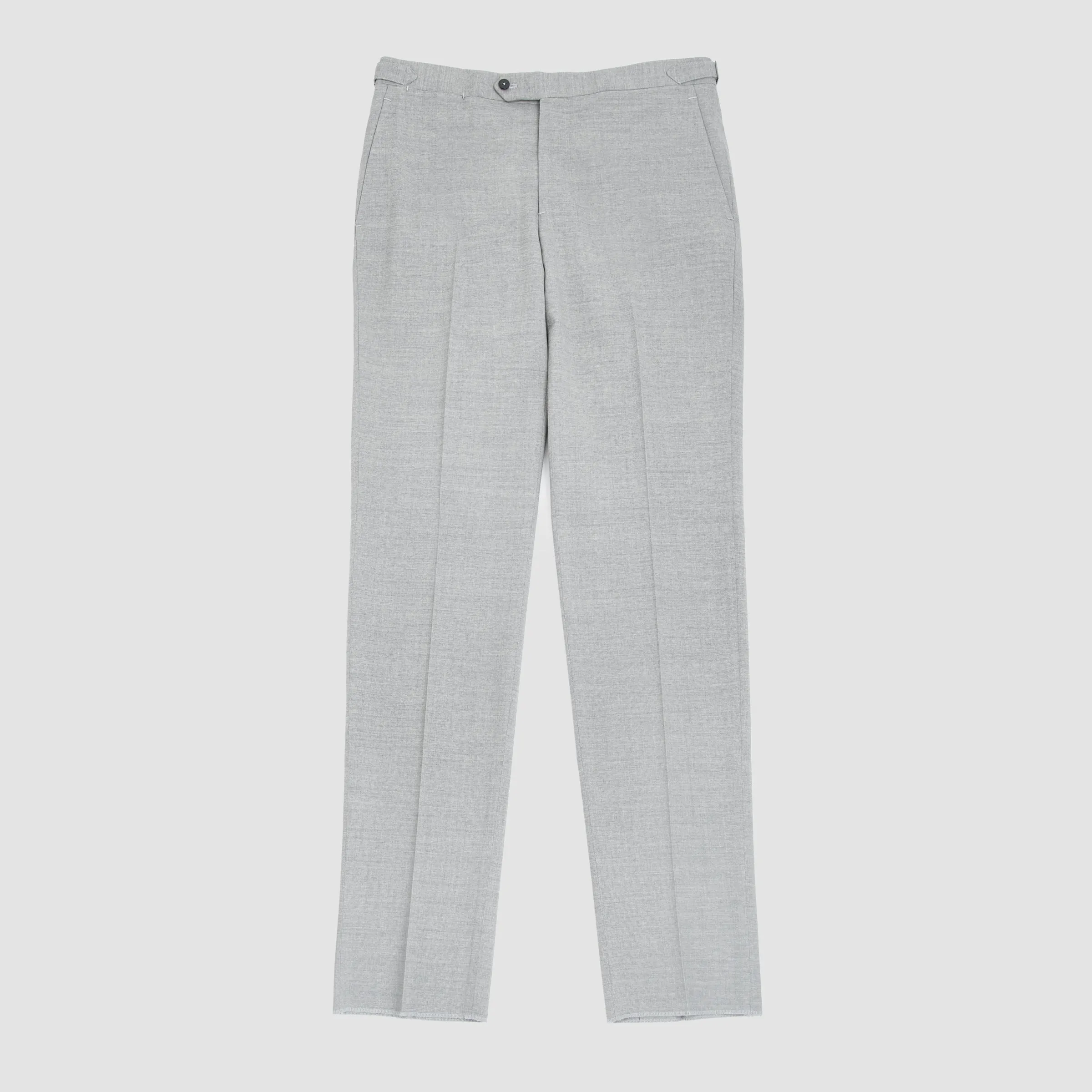 Wool Trousers with Side Tabs Light Gray