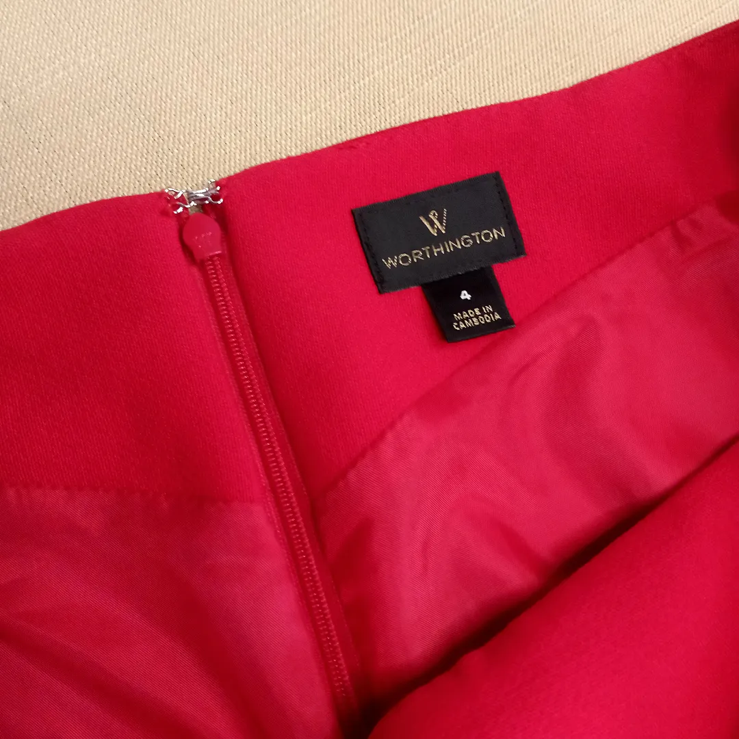 Worthington Red High-Waist Pencil Skirt