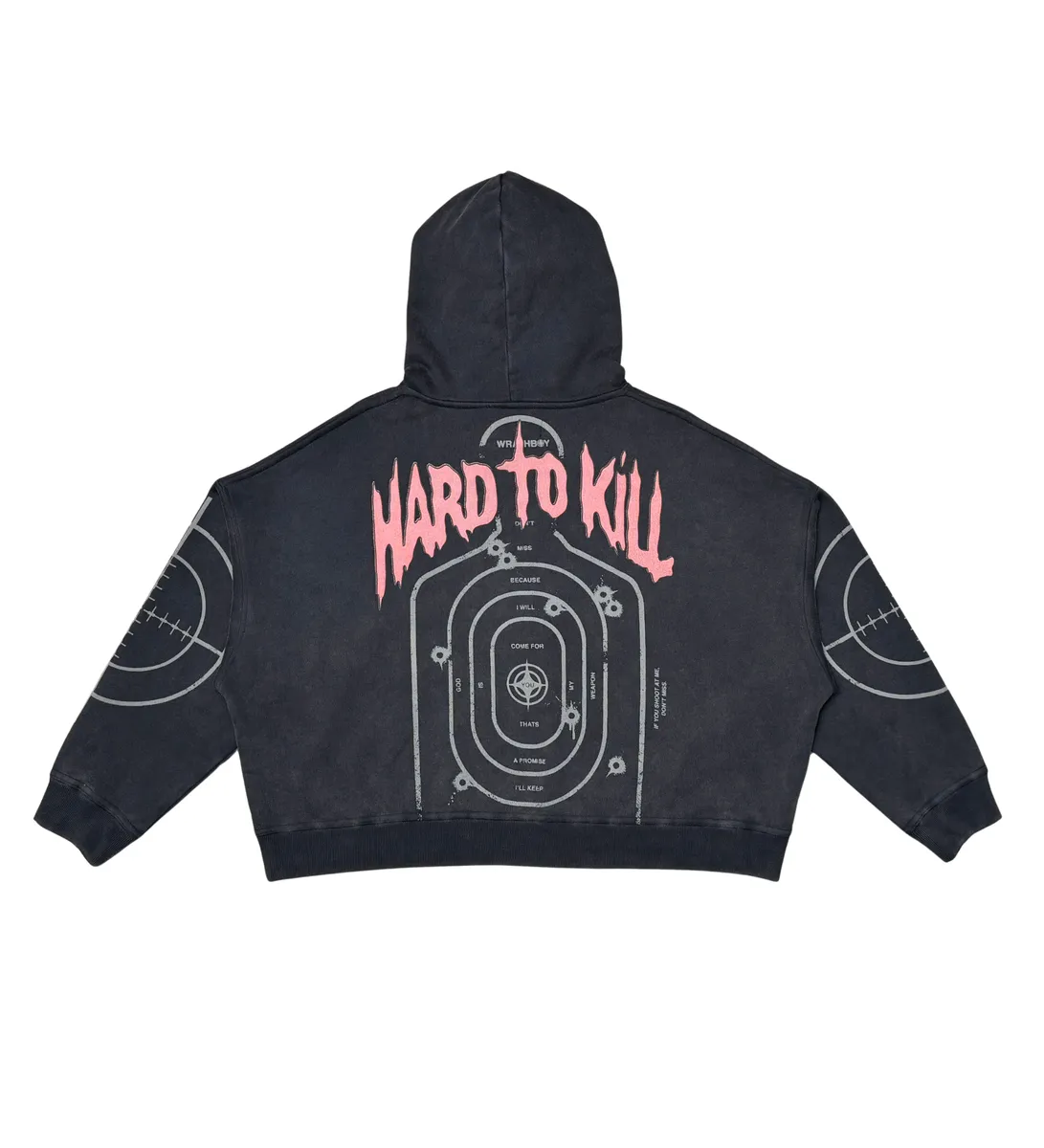 Wrathboy HARD TO KILL SKULL CROPPED HOODIE (BLACK)