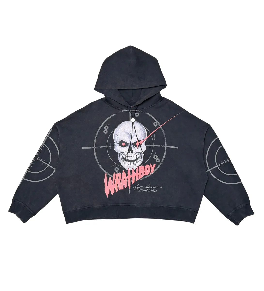 Wrathboy HARD TO KILL SKULL CROPPED HOODIE (BLACK)