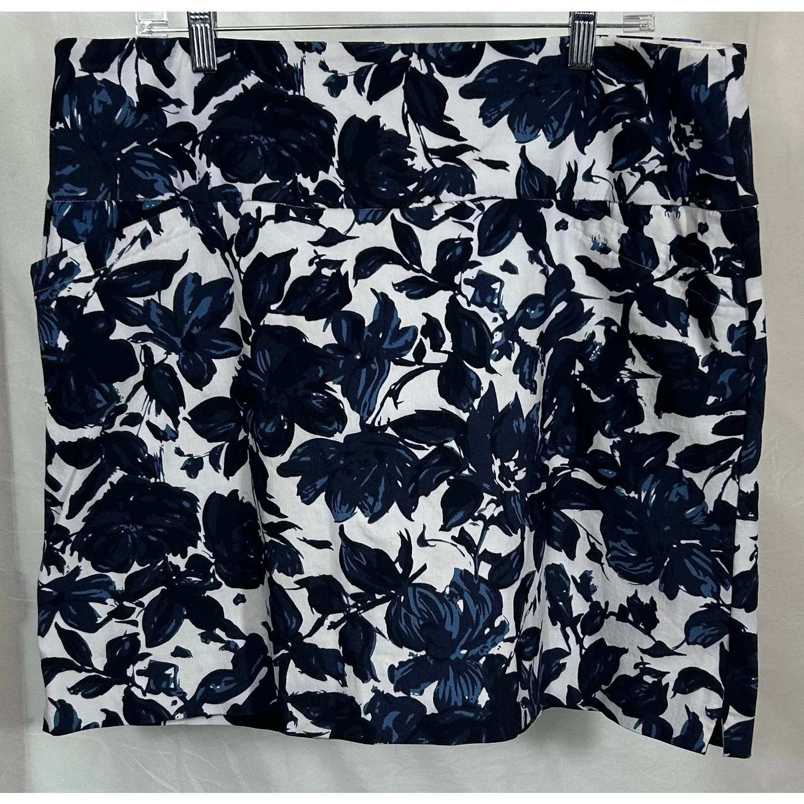 XXL Navy Floral Print Skort with Built-In Shorts by S.C.&Co. Sportswear